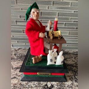 90’s Vintage Holiday Creations Holiday Scene Dickens Scrooge w/ Money Bags